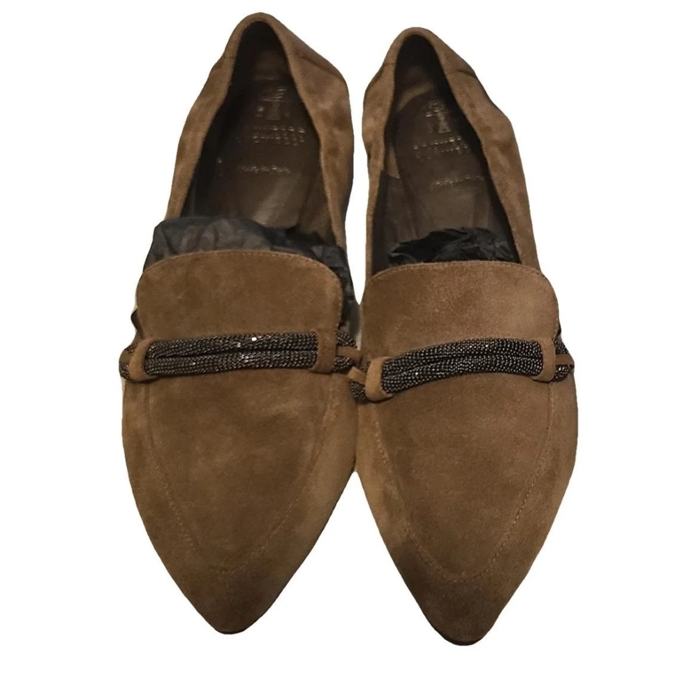 Brunello Cucinelli Tan Suede Loafers
